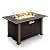 Outdoor Propane Fire Pit Table - CSA Approved Safe 50,000BTU Auto-Ignition Propane Gas Fire Table - Rattan Panel, Glass Wind Guard, Black Tempered Glass Tabletop, Clear Glass Rock - SereneLife SLFPTL