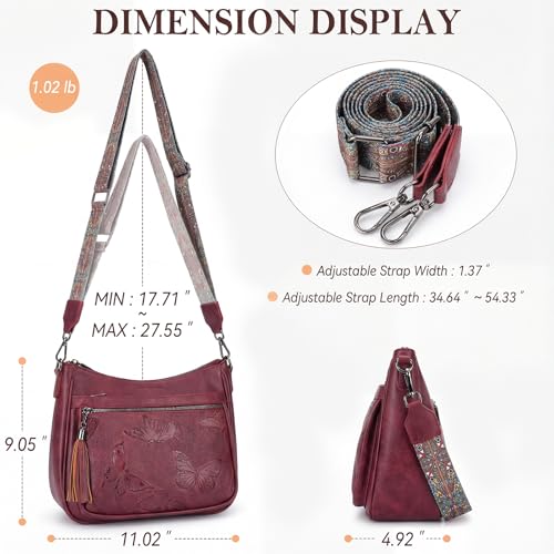 Image of BELTANA Crossbody Bags for Women Trendy Vegan Leather Hobo Purses Medium Butterfly Cross Body Purse with Wide Strap | Adjustable Strap