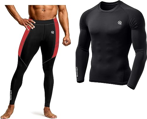 Image of NEVER QUIT Men's Long Sleeve Compression Set, Workout Top & Pants Combo