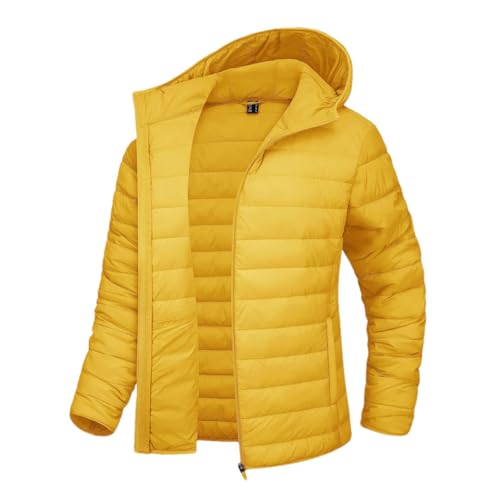 Chaqueta acolchada ligera con capucha para mujer, cremallera completa, resistente al viento, acolchada, abrigo de plumón para invierno, viajes, trabajo, ropa de abrigo cálida, Y, S