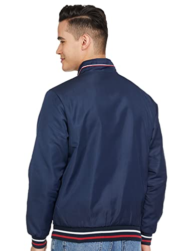 Image of The Indian Garage Co Men Slim Fit Solid Bomber Jackets