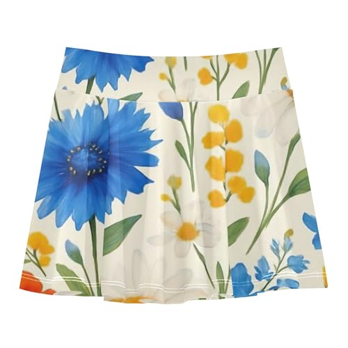 Wildflowers Botanical Beige Athletic Shorts Girls Skorts Toddlers Tennis Skirts Cartoon Girl Skort 3t