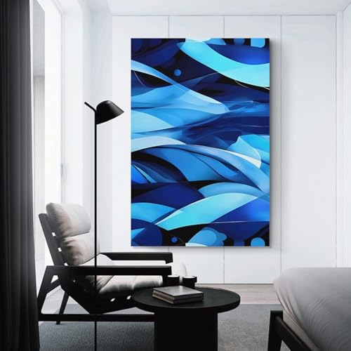 Affiche bleue abstraite moderne impression sur toile déco murale salon - 3