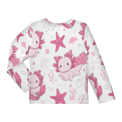 Cute Axolotl Pink Kawaii Boys Rash Guard Long Sleeve UPF 50+ Boys Swim Shirt Quick Dry Shirt for 3-12 Years2
