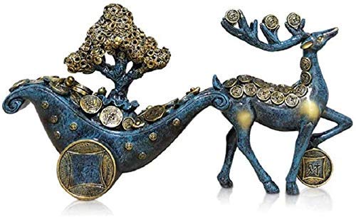 YNIYUJKL Feng Shui Ornaments Resin Lucky Deer Statue Fortune Decoration Wealth Prosperity Decorative Sculpture For Home Office Luck