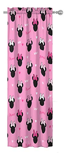 Image of Jay Franco Disney Minnie Mouse Hearts N Love 63 inch inch Drapes - Beautiful Room Decor & Easy Set Up, Bedding - Curtains Include 2 Tiebacks, 4 Piece Set (Official Disney Product)