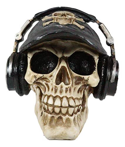 Ebros Gift Skater Boy Cyborg R&B Funk Rap Music Fanatic with Headphones Set and Black Hat Skull Decorative Figurine Skulls Skeletons Ossuary Macabre Halloween Decor Ebros Gift Skater Boy Cyborg R&B Funk Rap Music Fanatic with Headphones Set and Black Hat Skull Decorative Figurine Skulls Skeletons Ossuary Macabre Halloween Decor