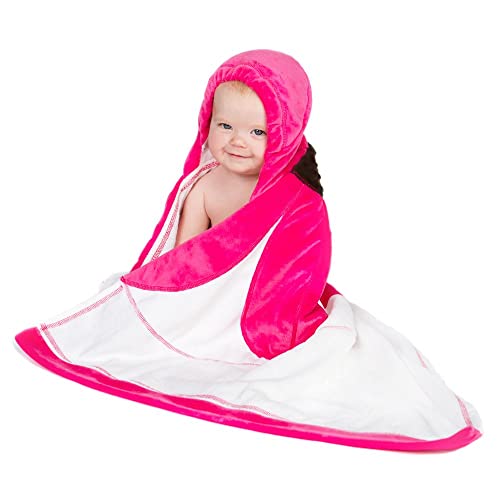 Image of Blooming Bath Flower Bath Towel for Newborns and Babies - Super Soft Minky Bath Towel with Hood - 45 in x 30 in - Pink