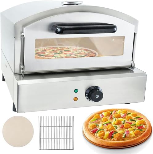 LYFDPN Horno de Pizza Comercial eléctrico de Acero Inoxidable Horno de Pizza eléctrico Comercial 12'' eléctrico Multiusos de Lujo