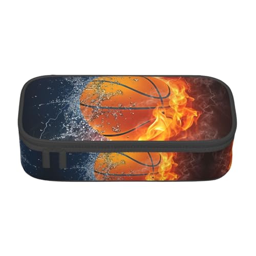 Image of Cool Basketball Ball Pencil Case Big Capacity Storage Pencil Pouch Stationery Bags With Zipper Portable Pen Holder Box Organizer For Boys Girls Teens Student College School Office Supplies