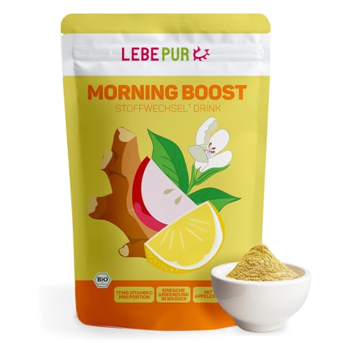 Lebepur BIO Morning Boost Stoffwechseldrink 100g - aus Zitrone, Apfelessig, Ingwer und Acerola - Pulvermischung mit 17 mg Vitamin C pro Portion - 20 Portionen - ohne Zusatzstoffe - NEU!