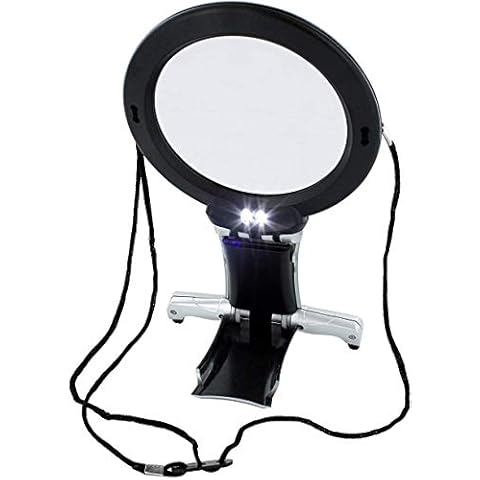 ARSUK Magnifying Glass with Light 2X 6X Magnification Combo Large Hands Free Reading Magnifier Neck Hanging Cord & Desk Stand for Crafts Sewing Cross Stitch Hobby Jewelry Repair Cover