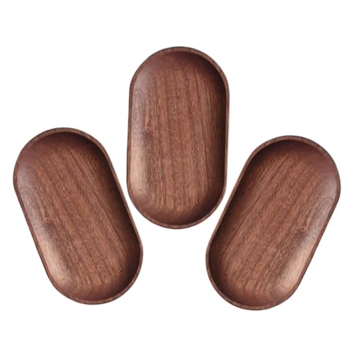 CIYODO 3 Piezas Plato Ovalado Platos Café Bandejas De Frutas Para Servir Fiesta Bandeja De Servicio Tejida De Ratán Lámina Conformado Bandeja Decorativa Bandeja Ovalada De Madera