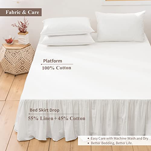 Falda de cama BISELINA para ocultar el somier con lino color liso 4