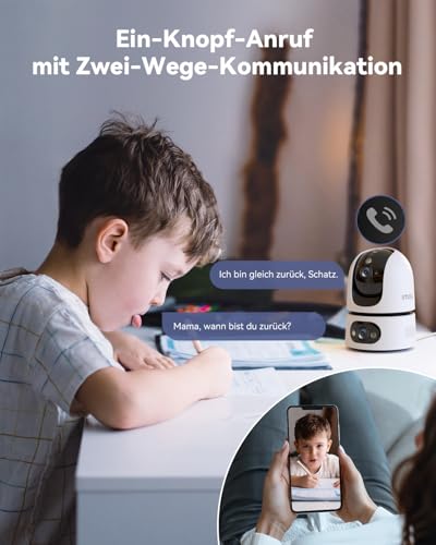 Imou 2K+2K Dual Kameras Überwachung Innen mit Mensch/Tier, 2.4/5GHz WLAN 360° PTZ Überwachungskamera Innen, Farbnachtsicht, Smart Tracking, 2-Wege-Audio, Sirene,Modus Privat,Ideal für Baby/Haustier