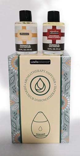 Aromatherapy Diffuser Set with Vanilla, AppleCinnamon Fragrance Oils, Battery Operated, 0.5 fl oz Oils, 35mm Infuser Pads