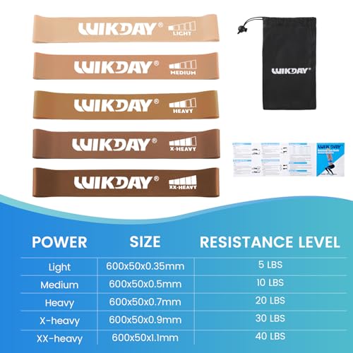 Image of WIKDAY Resistance Bands for Working Out Exercise Loop Bands Workout Bands Set for Men Women Body Stretching, Crossfit Training, Home Workout, Physical Therapy, Booty Legs, Set of 5