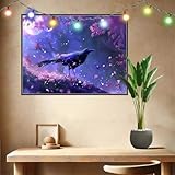 Mond,Krähe Malen nach Zahlen für Erwachsene Anfänger,DIY Paint by Numbers Acrylpigment Ölgemälde Kunsthandwerk Kit,Bastelset Malen Nach Zahlen Kinder für Geburtstag Geschenk Home Wand Décor 50x70cm