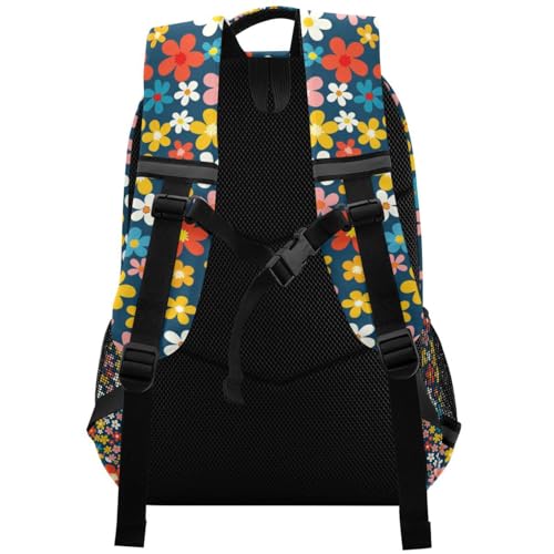 Retro Blue Flower Country Style backpack kid with large books bag for 6th grade school boys girls mochilas para adolescentes chicas2