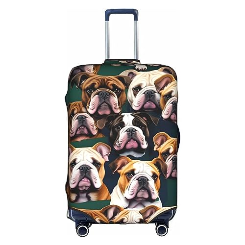 cute english bulldog Print Practical Elastic Washable Travel Luggage Cover with Concealed Zipper for Suitcases
