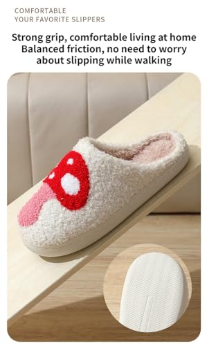 Cartoon Fuzzy Slippers for Women Cute Retro Fluffy House Slippers Plush Slippers Cozy Slip-On Shoes4