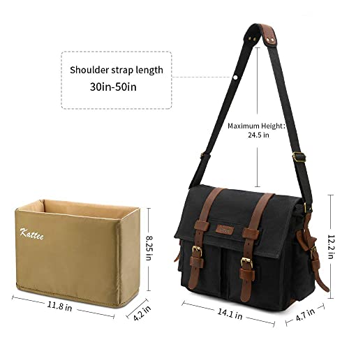 Kattee Leather Canvas Camera Bag Vintage Dslr Slr Messenger Shoulder Bag #TOP2