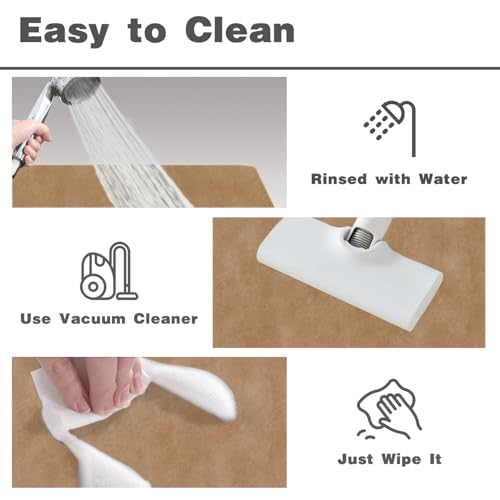 Bath Mat, Bathroom Rugs Non Slip Washable Thin Absorbent Quick Dry Bath Mat Fits Under Door Bathroom Floor Mat Perfect for Bath, Shower, or Sink 20"x48" Camel