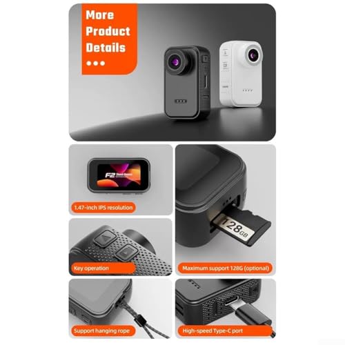 Caméra d'action portable 1080p HD blanche pour sport et vlog