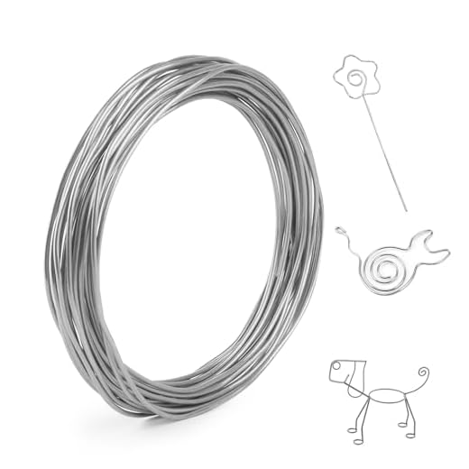 UKOFEW 3 mm x 10 m Alambre de Aluminio Plateado, para Joyería, Escultura, Manualidades y Decoración