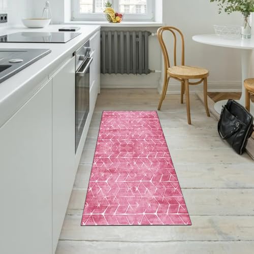 Alfombra pasillo moderna rosa decorativa para pasillos y cocinas 5
