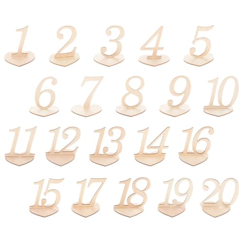 Gatuida Numéros de Table Mariage Élégants en Bois Forme Cœur 20 Pièces Support Stable Décoration pour Anniversaires et Événements