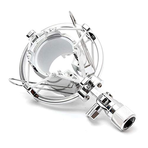 DINGGUANGHE-CUP Microphones Accessories Microphone Shock Mount Studio Sound Recording Mic Stand Mount Clips Holder for Hanging Microphone Karaoke(White)