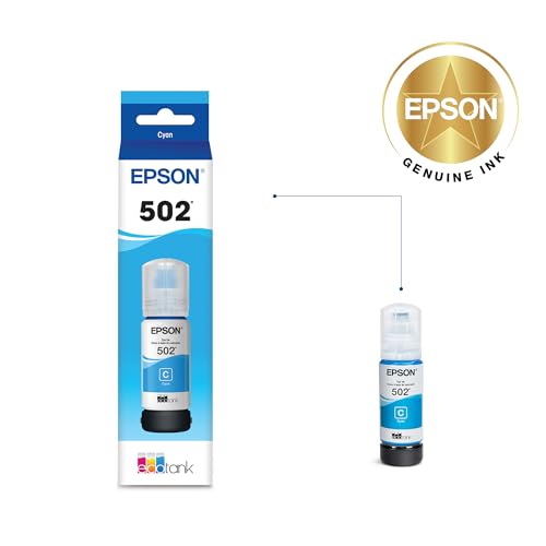 image for EPSON 502 EcoTank Ink Ultra-high Capacity Bottle Cyan Works with ET-27