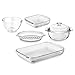 Libbey Baker’s Basics 5 Piece Glass Baking Dish Set with 1 Lid, Stackable, Clear Versatile Casserole Dish Set, Baking Glassware Set for Food Prep