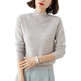 [SHANLIANG] ニット トップス レディース 長袖 セーター 秋冬 ニュールック 4サイズ展開 ハイネック カシミヤタッチ 重ねる着便利 着回しやすい 着痩せ 小顔 高伸縮 カットソー ニットソー インナー カジュアル シンプル 春 可愛い おしゃれ (JP, アルファベット, XL, ライトグレー)