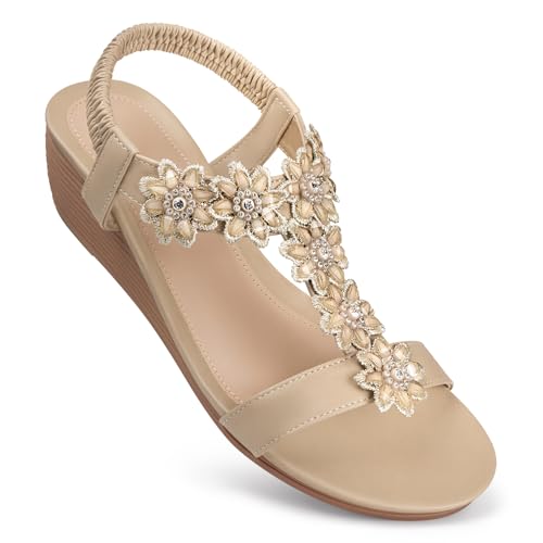 Image of SHIBEVER Wedge Sandals for Women Dressy: Summer Platform Comfortable Low Wedges Womens Sandal