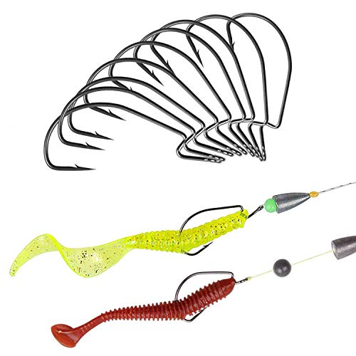 Angelhaken für Barsch, Wurmhaken, 50 Stück/100 Stück, 3 x starke Angelhaken, versetzte Wurmhaken, aus Karbonstahl… – Bild 7