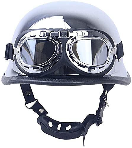 Casque moto rétro allemand miroir argent pour cruiser et balades urbaines en cyclomoteur