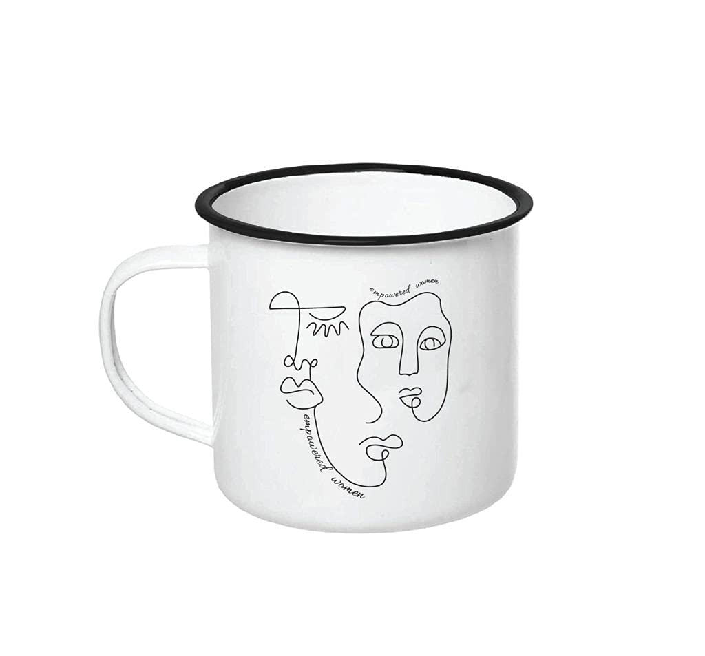 Women's day enamel coating ceramic black brim coffee mug, for boss, women, wife, sister, friend, women's day gift