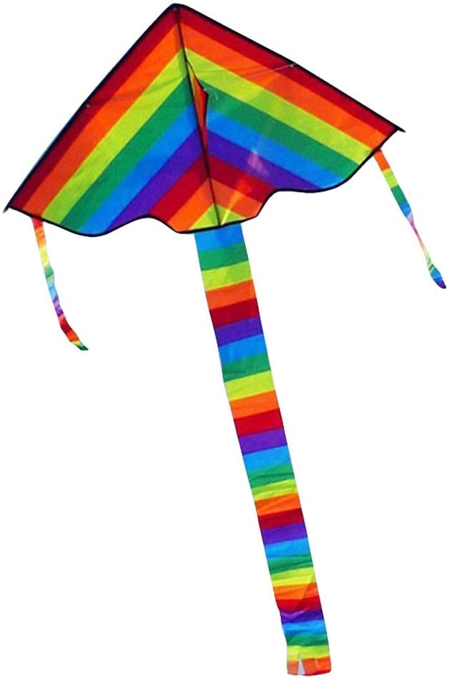 Large Rainbow Diamond Kite For And Adults, Easy Flyer Colorful Kites Great For Beginners Outdoor Games Activities, Beach Trip 95 * 160 Cm Nice and Deft