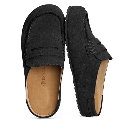 Image of BOSTANTEN Clogs for Women Wide Width Comfortable Suede Mules with Soft Footbed and Arch Support, Cute Slip On Potato Shoes