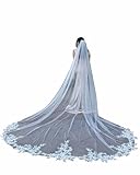 EllieWely Long Cathedral Length Lace Bridal Wedding Veil Ivory 118Inch