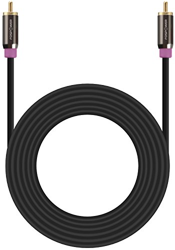 Image of FosPower Subwoofer Cable (25 FT) RCA to RCA Audio Stereo Cable, Male to Male - Dual Shielded Cord | 24K Gold Plated Connector | Corrosion Resistant | Clean Sounding Signal