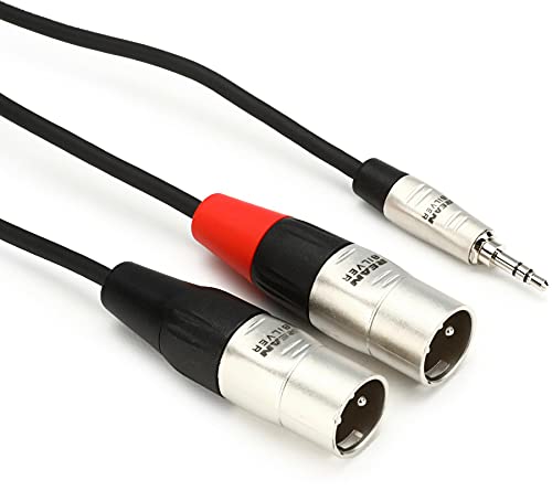 Hosa HMX-006Y REAN 3.5 mm TRS to Dual XLR3M Pro Stereo Breakout Cable, 6 Feet