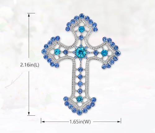 Image of Gyn&Joy Sparkle Crystal Rhinestones Holy Cross Brooch Pin Jewelry For Women Men