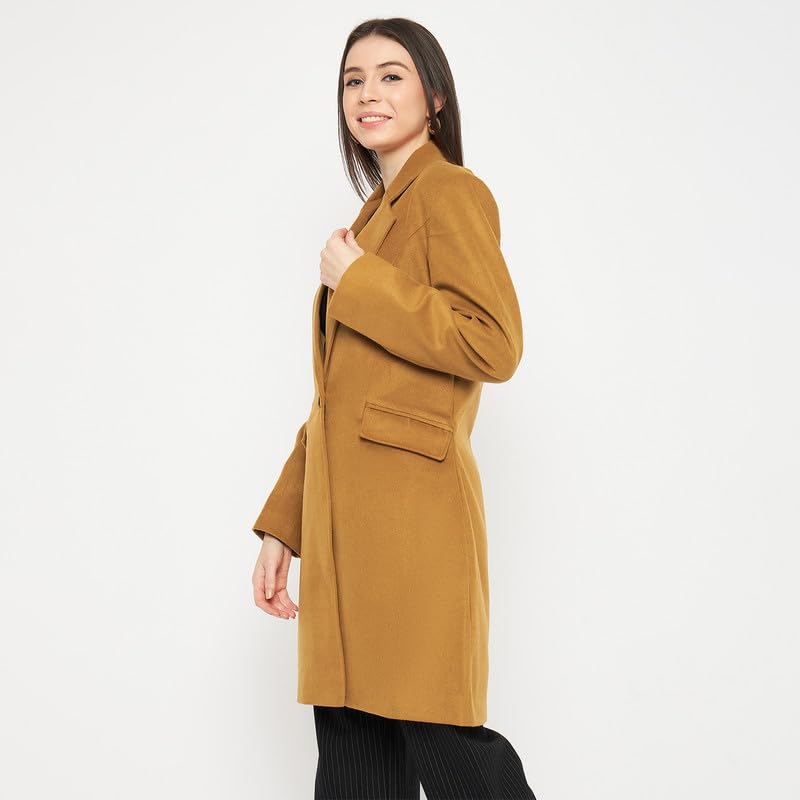 Image of PLAGG Women's Notched Lapel Long Overcoat