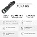 Police Security Aura-RS Ultra-Bright 260 Lumen Rechargeable Flashlight, Compact, 3 Modes, Slide Focus, USB-C Charging, Perfect for DIY Projects and Trade Professionals