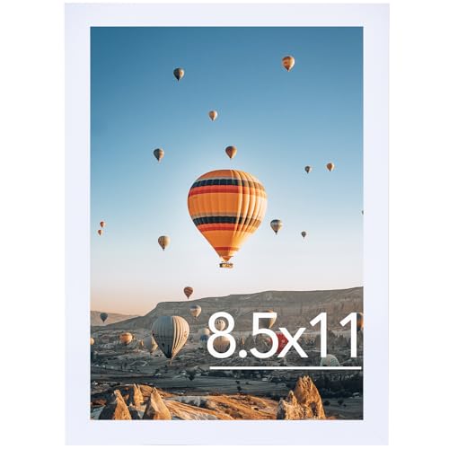 Image of JCJMY 8.5x11 Picture Frame White for Wall Hanging or Tabletop, Wall Mounting Horizontally or Vertically, 8.5 x 11 Wall Gallery Poster Photo Frame with Shatter Resistant Plexiglass, White
