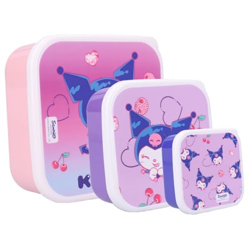 My sweety pop | Kuromi 3er-Set Brotdosen für Kinder | stapelbare Snackboxen ohne BPA |...
