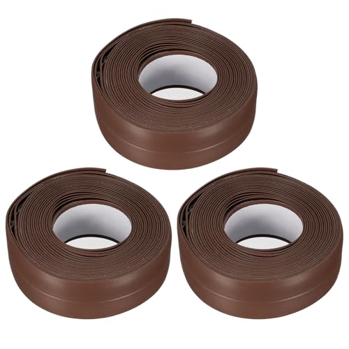 uxcell Waterproof Seal Caulk Strip Tape Self Adhesive 0.87" W x 10.5'L PVC Sealing Tape for Kitchen Bathroom Brown 3Pcs